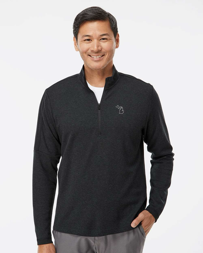 Men's 3-Stripes Quarter-Zip Sweater Pullover, MiOutline