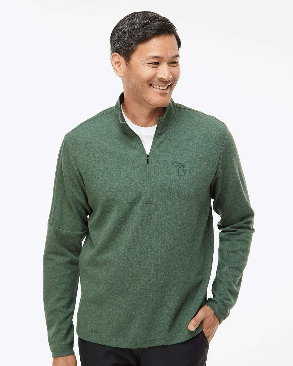 Men's 3-Stripes Quarter-Zip Sweater Pullover, MiOutline