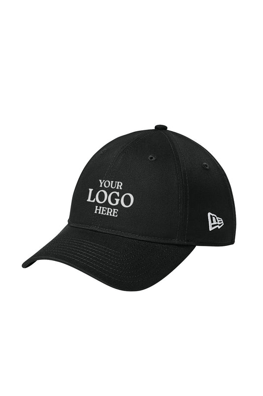 Black cap with 'Your Logo Here' text on a white background New Era® Adjustable Unstructured Cap, Embroidered