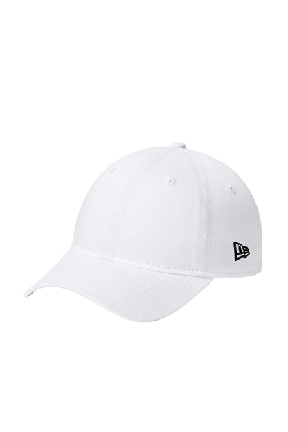 White baseball cap with a small logo on a white background New Era® Adjustable Unstructured Cap, Embroidered