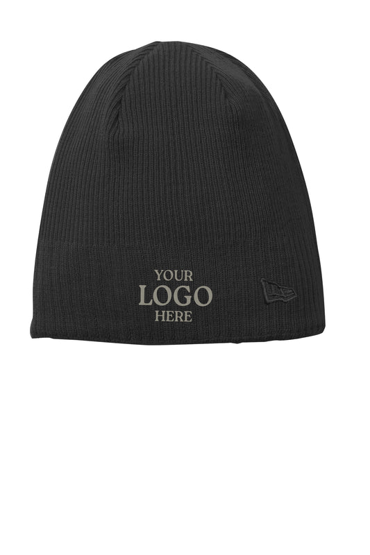 Black beanie with space for a logo on a white background embroidered New Era® Knit Beanie