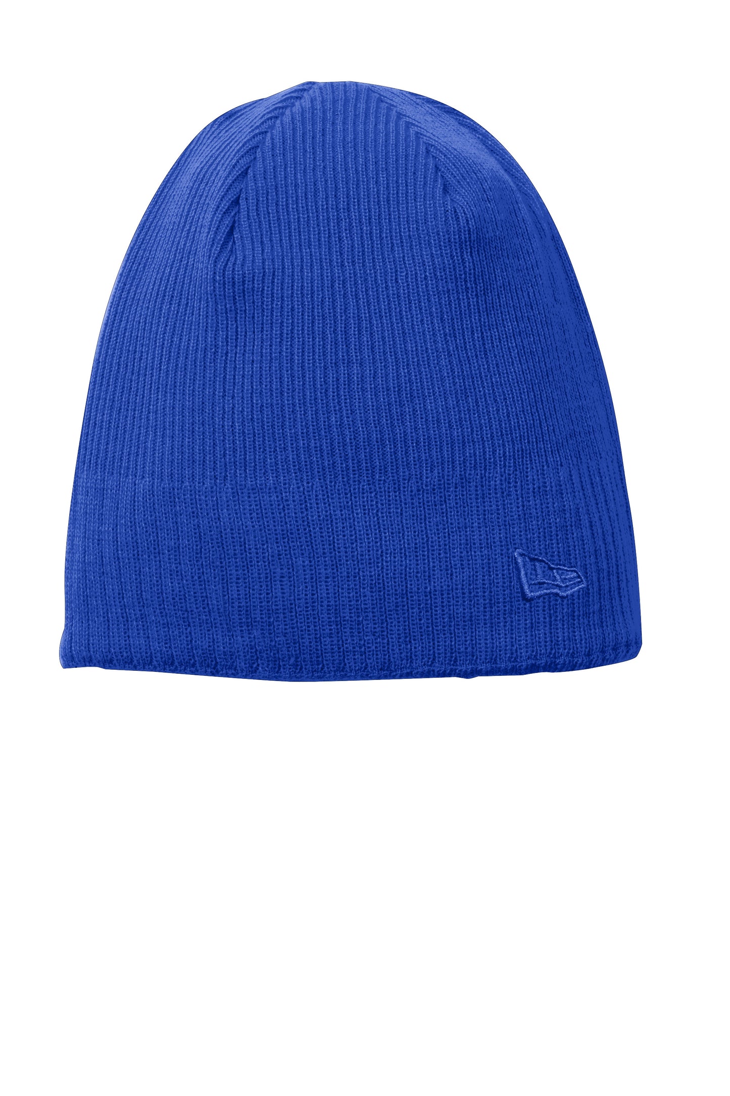 Blue knit beanie with a logo on a white background embroidered New Era® Knit Beanie