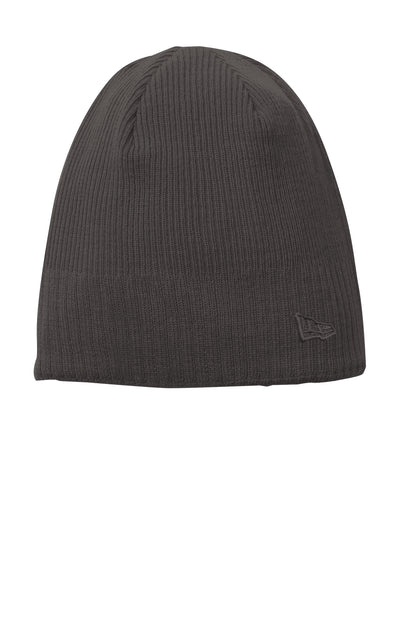 Dark gray knit beanie with a brand logo on a white background embroidered New Era® Knit Beanie