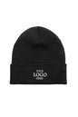 Black beanie with customizable logo area on a white background New Era® Recycled Cuff Beanie, Embroidered