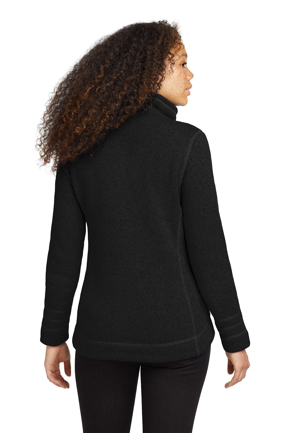 Person wearing a black fleece jacket on a white background embroidered The North Face® Women's Sweater Fleece Jacket