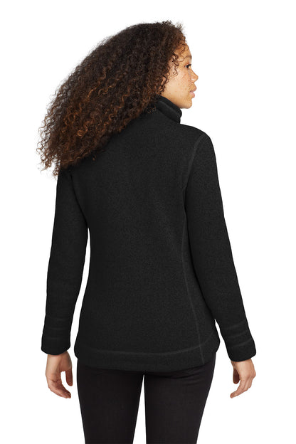 Person wearing a black fleece jacket on a white background embroidered The North Face® Women's Sweater Fleece Jacket