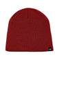 Red knit beanie with a brand logo on a white background The North Face® Mountain Beanie, Embroidered