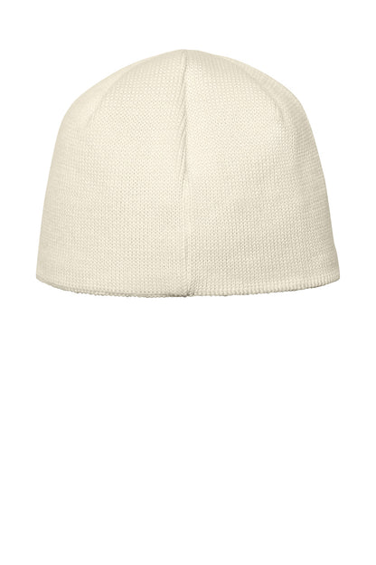 Beige knit beanie on a white background The North Face® Mountain Beanie, Embroidered