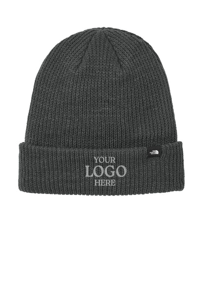 Dark gray knit beanie with space for customization on a white background