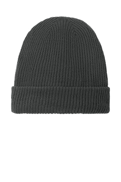 Dark gray knit beanie on a white background The North Face® Circular Rib Beanie, Embroidered