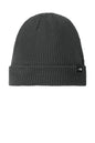 Gray knit beanie with a brand logo on a white background The North Face® Circular Rib Beanie, Embroidered