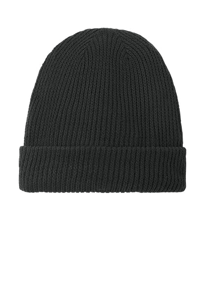 Dark gray knit beanie on a white background The North Face® Circular Rib Beanie, Embroidered