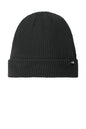 Black beanie with a brand logo on a white background The North Face® Circular Rib Beanie, Embroidered