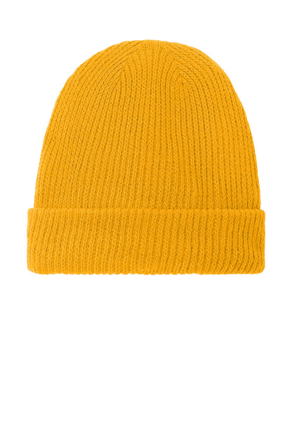 Yellow knit beanie on a white background The North Face® Circular Rib Beanie, Embroidered