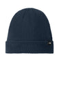 Blue beanie with a brand logo on a white background The North Face® Circular Rib Beanie, Embroidered