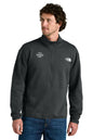 Man wearing a black pullover with a logo on a white background, embroidered The North Face® Double-Knit 1/2-Zip Fleece