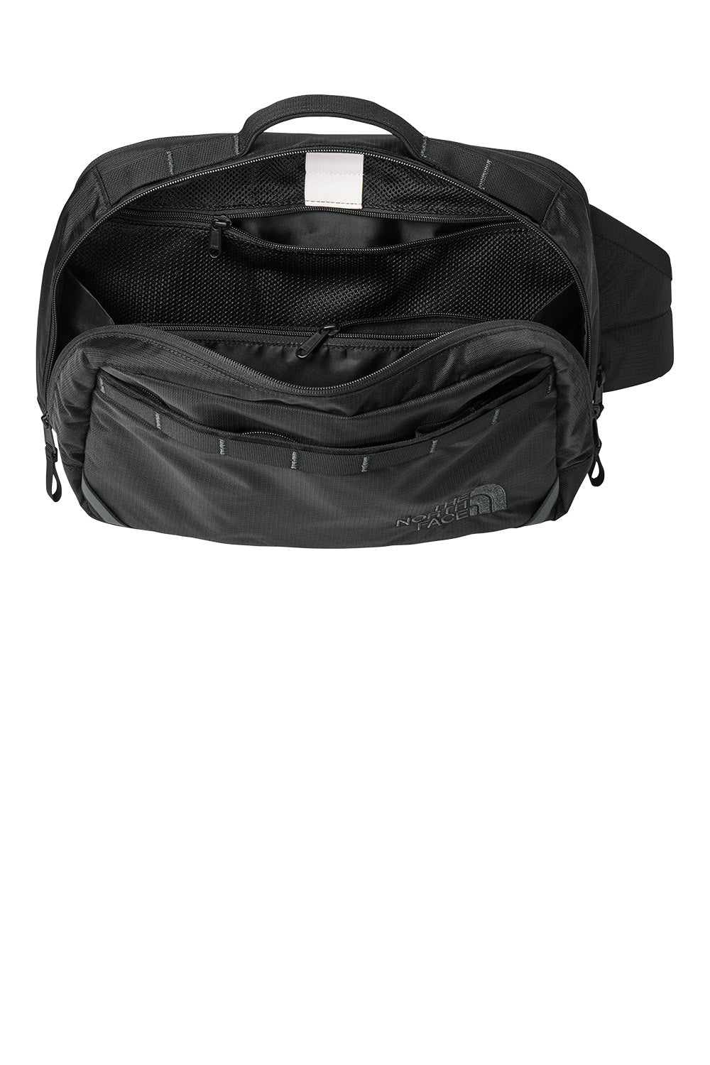 Black bag with The North Face logo on a white background