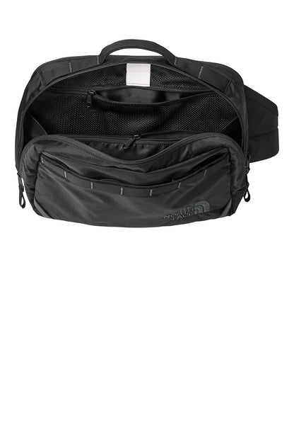 Black bag with The North Face logo on a white background