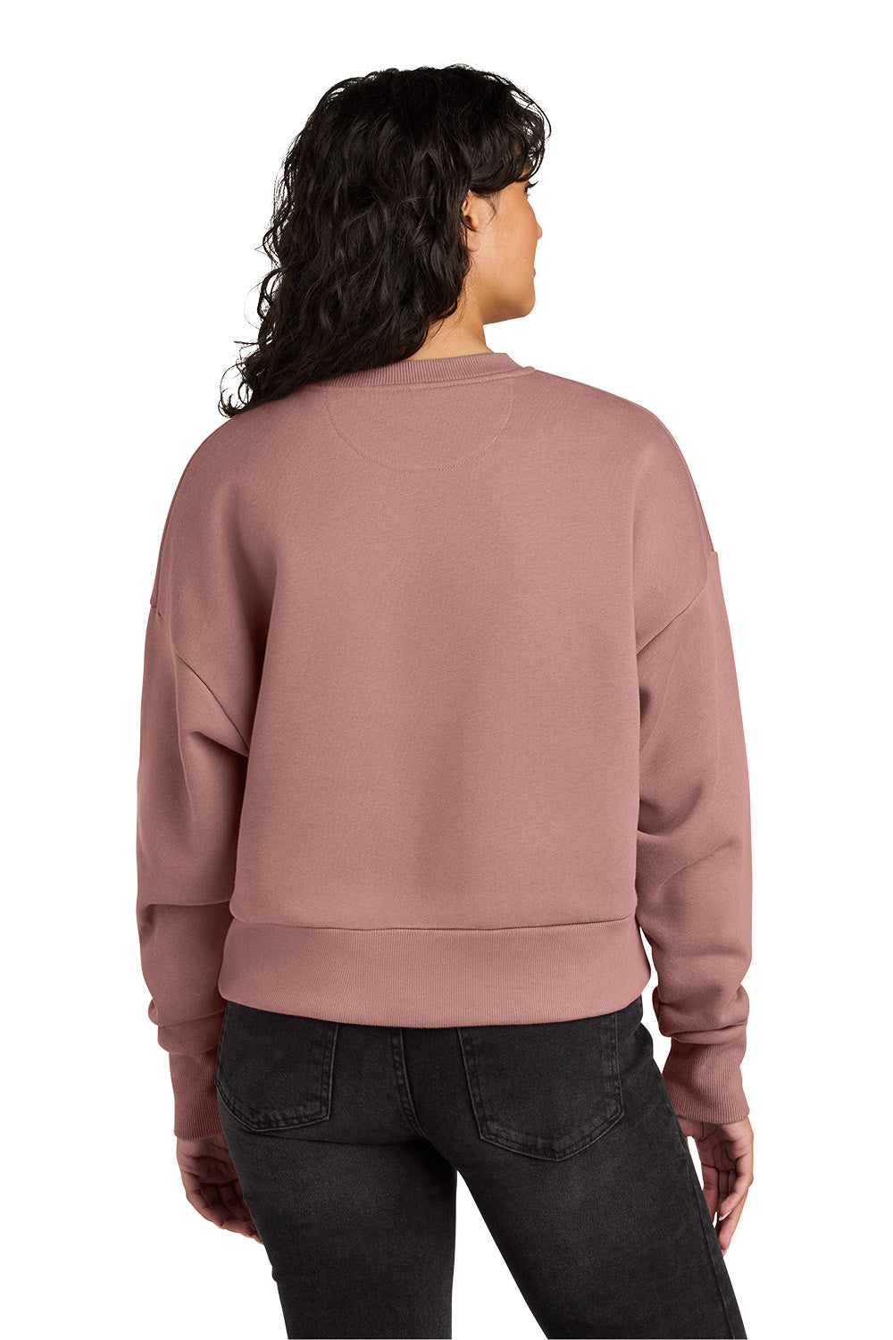 Person wearing a mauve sweatshirt from behind on a white background. Next Level Apparel® Women’s Heavyweight Sweatshirt, Embroidered