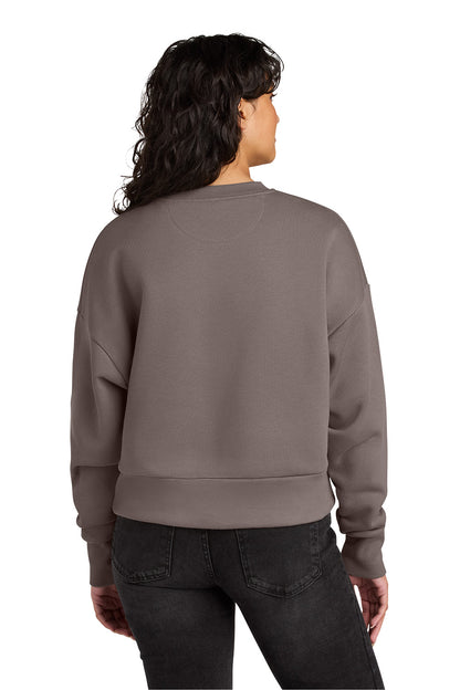 Person wearing a gray sweatshirt from behind on a white background. Next Level Apparel® Women’s Heavyweight Sweatshirt, Embroidered