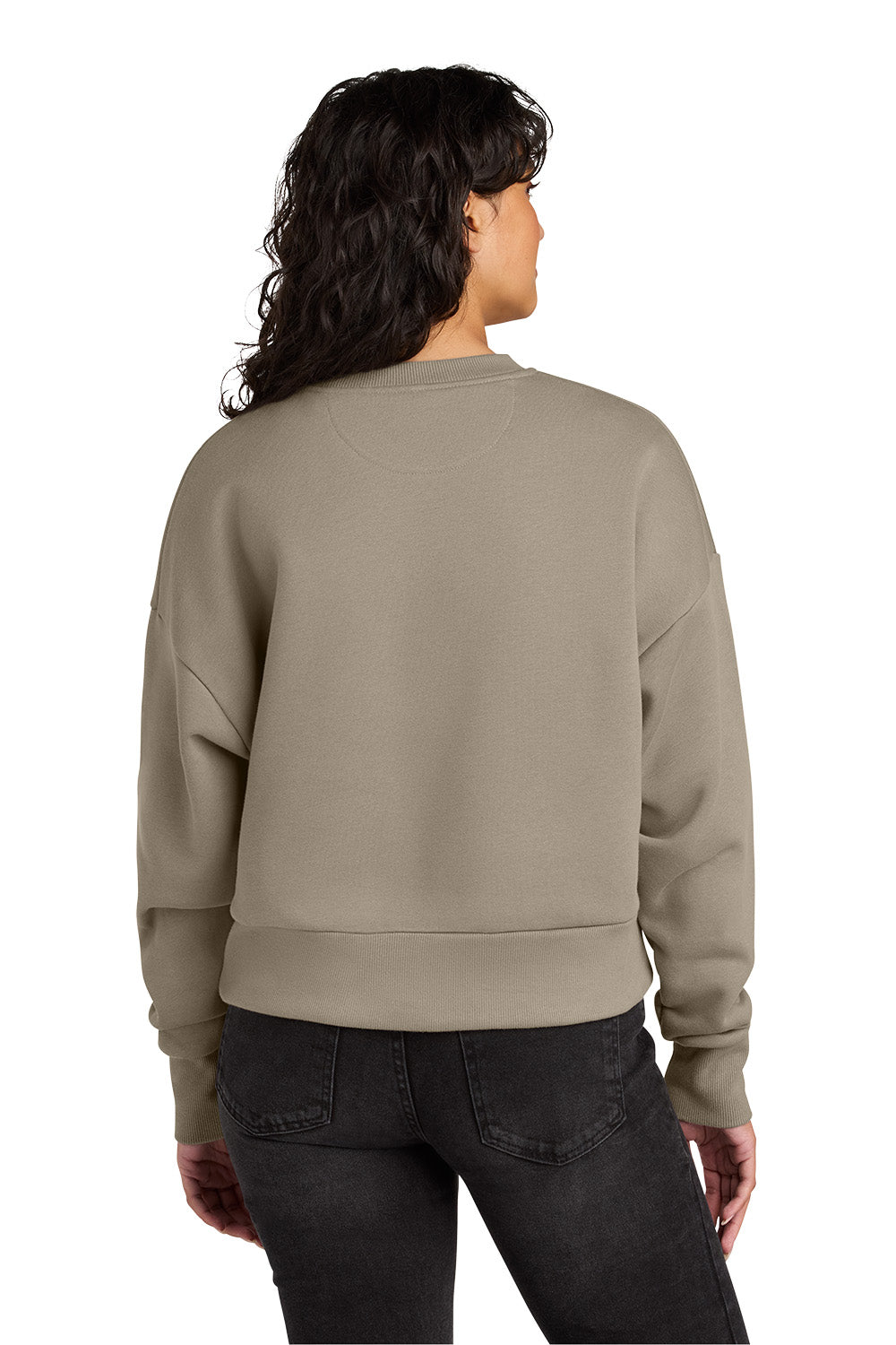 Person wearing a beige sweatshirt from behind on a white background. Next Level Apparel® Women’s Heavyweight Sweatshirt, Embroidered