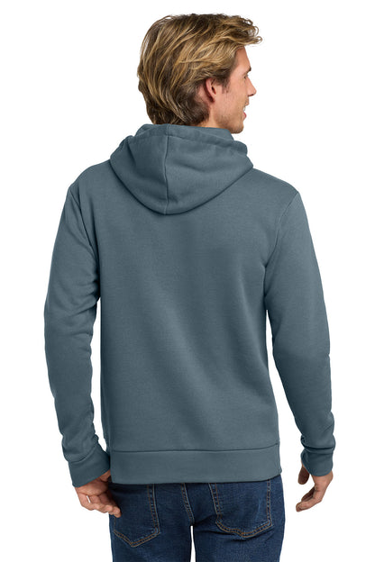 Person wearing a blue hoodie from behind on a white background. Next Level Apparel® Adult Santa Barbara Pullover Hoodie, Embroidered