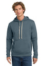 Man wearing a blue hoodie on a white background. Next Level Apparel® Adult Santa Barbara Pullover Hoodie, Embroidered