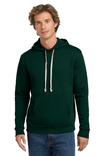 Man wearing a green hoodie on a white background. Next Level Apparel® Adult Santa Barbara Pullover Hoodie, Embroidered