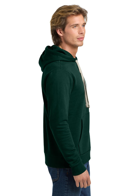 Man wearing a green hoodie on a white background. Next Level Apparel® Adult Santa Barbara Pullover Hoodie, Embroidered