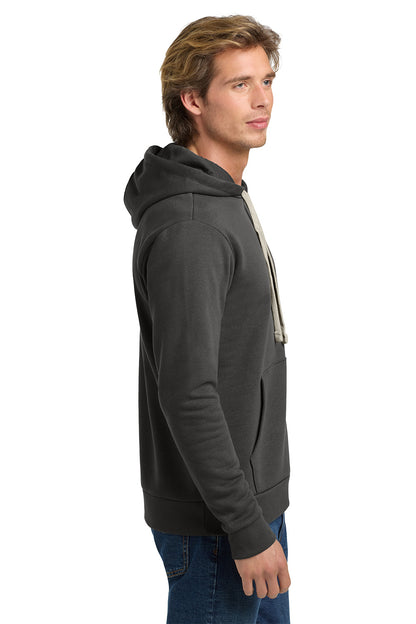 Man wearing a gray hoodie on a white background. Next Level Apparel® Adult Santa Barbara Pullover Hoodie, Embroidered