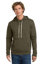Man wearing an olive green hoodie on a white background. Next Level Apparel® Adult Santa Barbara Pullover Hoodie, Embroidered