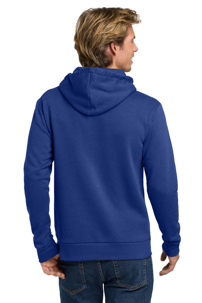Person wearing a blue hoodie from behind on a white background. Next Level Apparel® Adult Santa Barbara Pullover Hoodie, Embroidered
