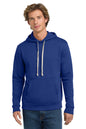 Man wearing a blue hoodie on a white background. Next Level Apparel® Adult Santa Barbara Pullover Hoodie, Embroidered