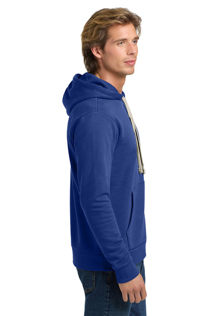 Man wearing a blue hoodie on a white background. Next Level Apparel® Adult Santa Barbara Pullover Hoodie, Embroidered
