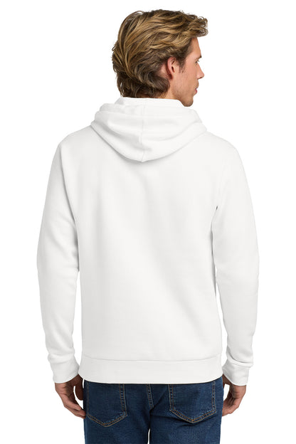 Person wearing a white hoodie on a white background. Next Level Apparel® Adult Santa Barbara Pullover Hoodie, Embroidered