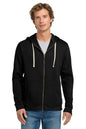 Man wearing a black hoodie with a white background. Next Level Apparel® Adult Santa Barbara Zip Hoodie, Embroidered