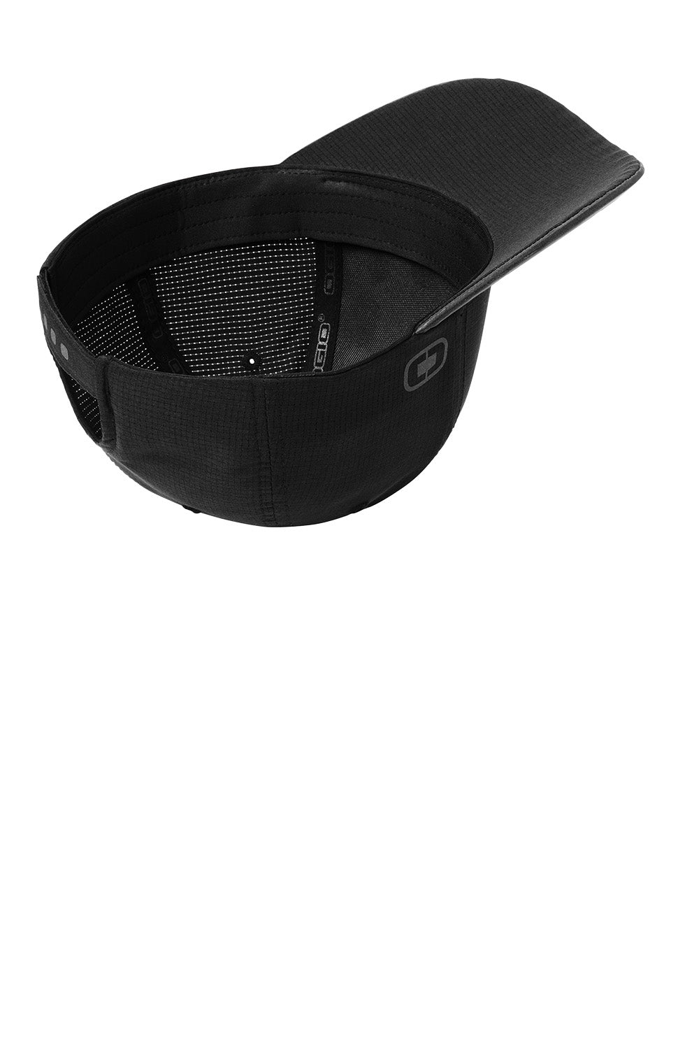 Black protective back pad with mesh design on a white background OGIO® Flux Cap, Embroidered