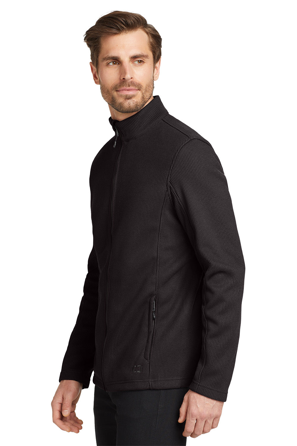 Man wearing a black jacket on a white background embroidered OGIO® Grit Fleece Jacket