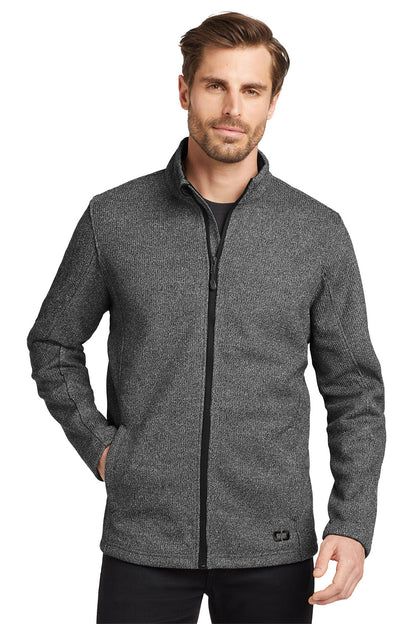 Man wearing a gray jacket on a white background embroidered OGIO® Grit Fleece Jacket