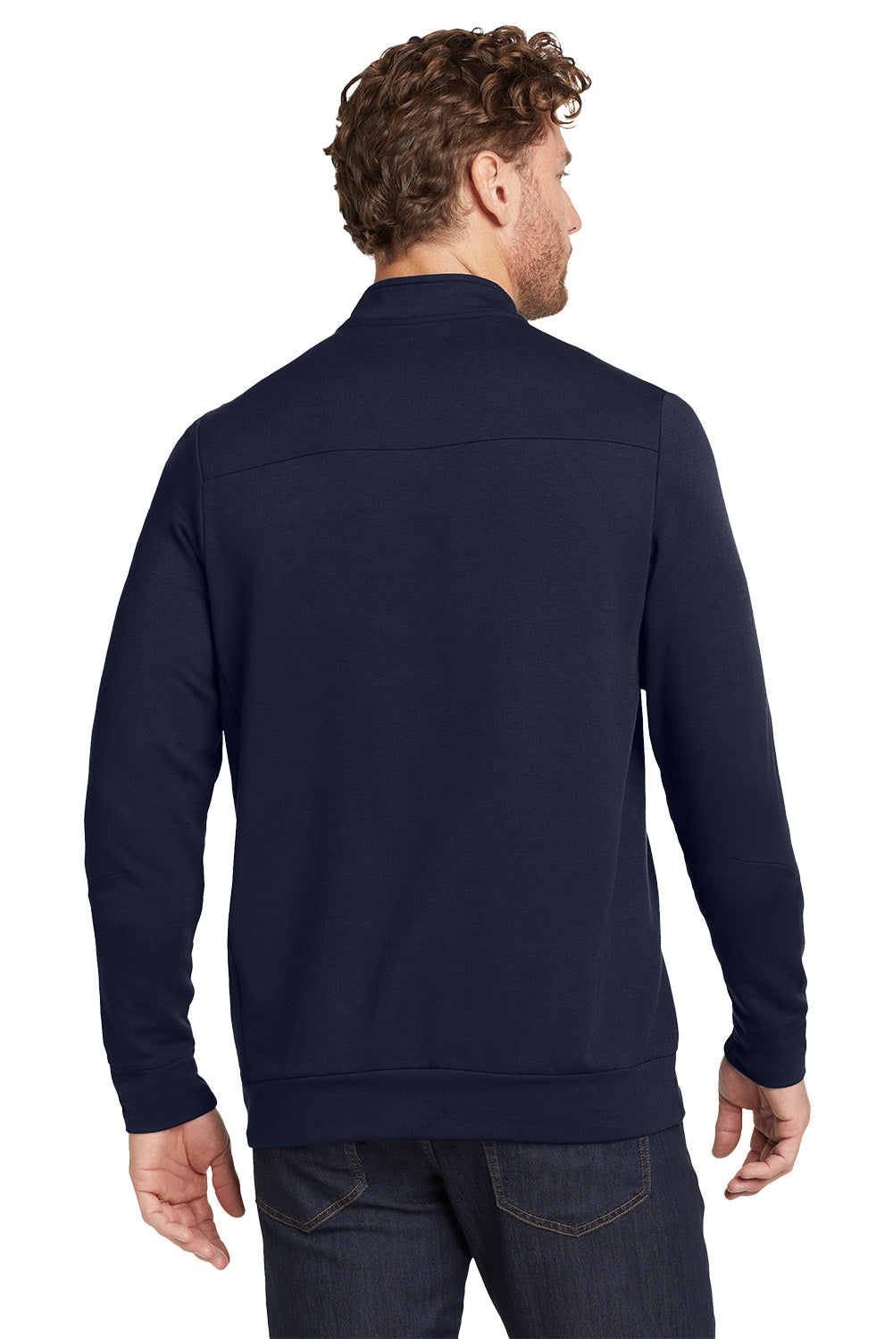 Man wearing a navy blue jacket on a white background, embroidered OGIO® Luuma 1/2-Zip Fleece