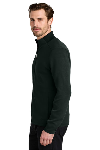 Man wearing a black quarter-zip sweatshirt on a white background OGIO® Transcend Full-Zip, Embroidered