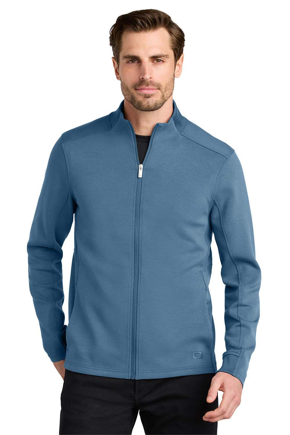 Man wearing a blue jacket on a white background OGIO® Transcend Full-Zip, Embroidered