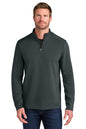 Man wearing a dark gray pullover with a quarter-zip design on a white background OGIO® Transcend 1/4-Zip, Embroidered
