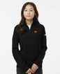 Person wearing a black Adidas sweatshirt on a white background. Adidas Youth Performance Quarter-Zip Pullover, RAM Logo embroidered by Helmsman Stitch Co.