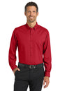 Man wearing a red dress shirt and black pants on a white background Port Authority® SuperPro™ Twill Shirt, Embroidered