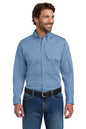Man wearing a light blue shirt and jeans on a white background Bulwark® EXCEL FR® ComforTouch® Dress Uniform Shirt, Embroidered