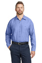 Man wearing a light blue shirt and dark pants on a white background embroidered Red Kap® Long Sleeve Industrial Work Shirt