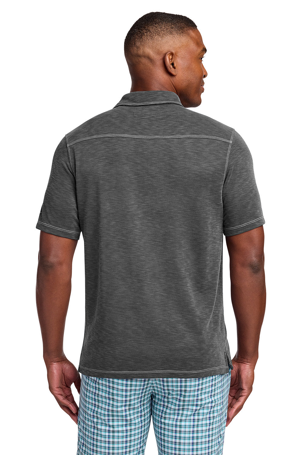 Man wearing a dark gray polo shirt with a white background, Tommy Bahama® Palmetto Paradise Polo, Embroidered