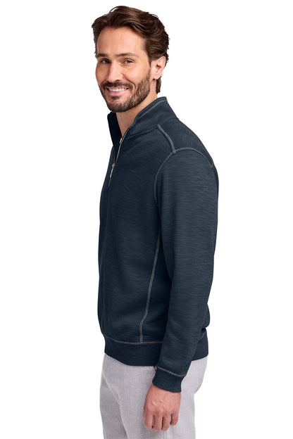 Man wearing a dark gray quarter-zip sweatshirt on a white background, Tommy Bahama® Tobago Bay 1/2-Zip, Embroidered