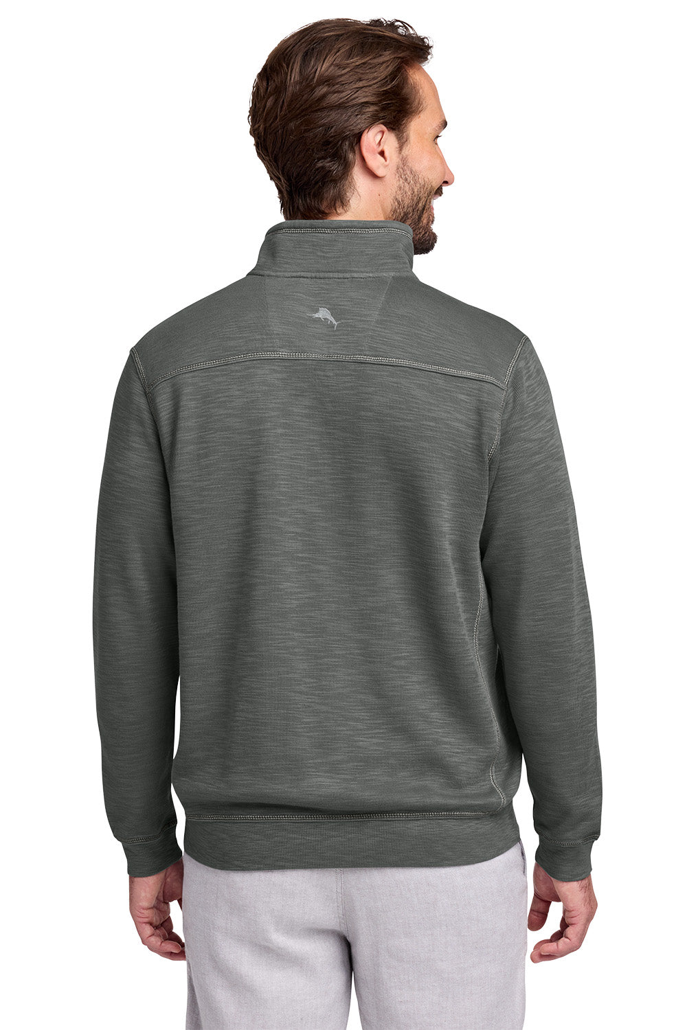 Man wearing a gray half-zip sweatshirt on a white background, Tommy Bahama® Tobago Bay 1/2-Zip, Embroidered